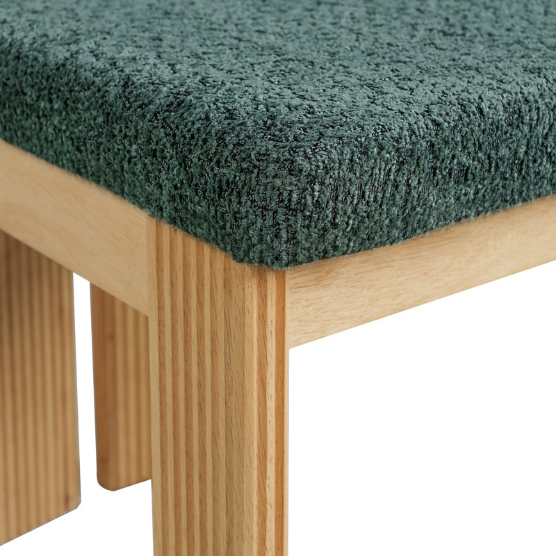 Chaises de salle à manger en bois d'hévéa Hadley, Green Boucle/Natural Frame