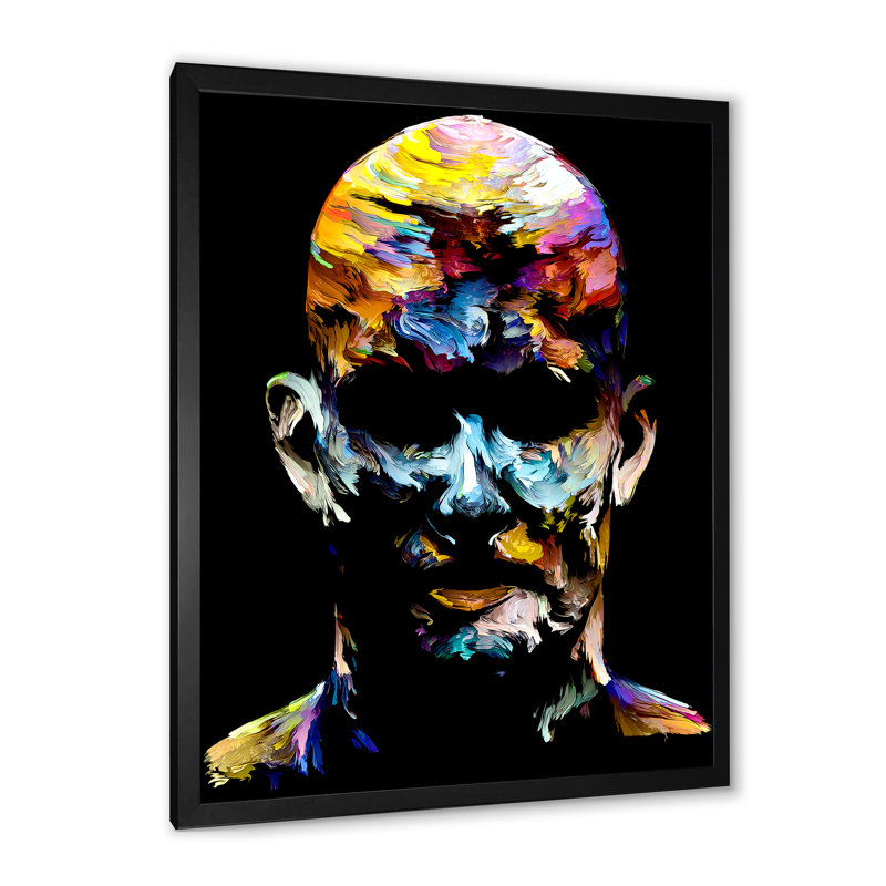 Visage humain - art moderne et contemporain sur toile, Impression noire sur toile encadrée, H 20 po x l 12 po