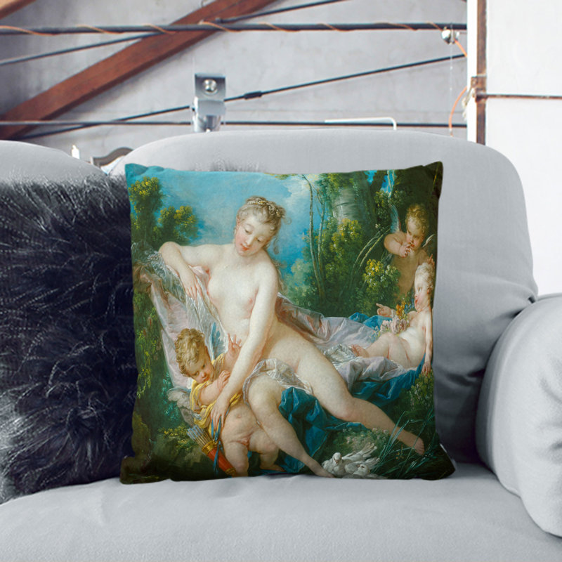 The Bath of Venus Consoling Love Scatter Cushion, 55cm H x 55cm W x 20cm D, White