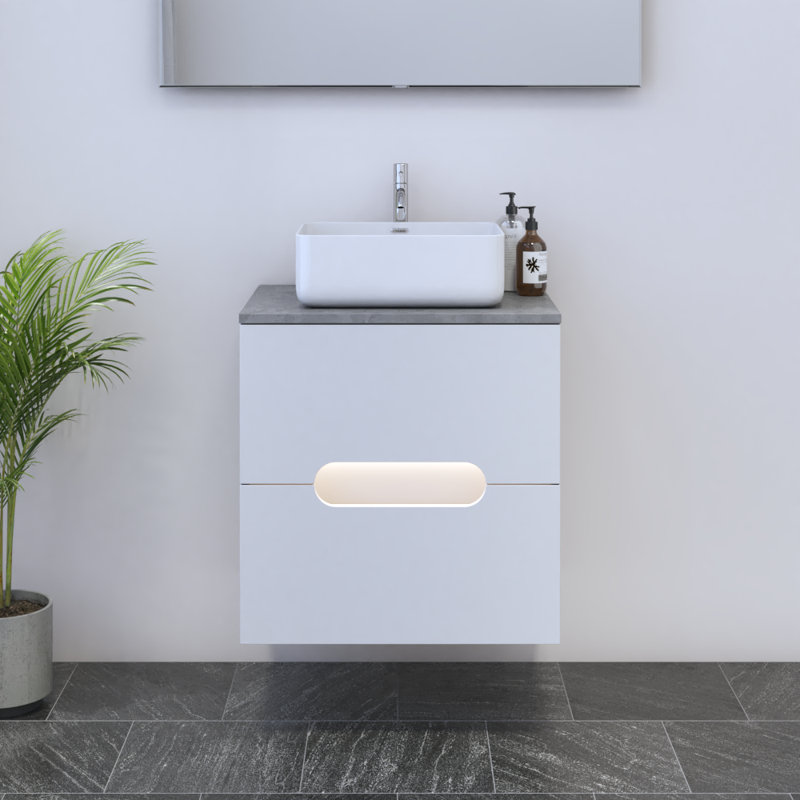 Meuble-lavabo simple 23,6 po avec plateau Kashden, Béton