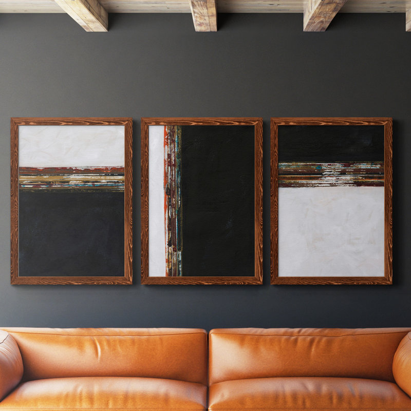 Lodge Pun I - ensemble de 3 peintures sur toile encadrées, H 37,5 po x l 82,5 po x P 1,5 po, Érable
