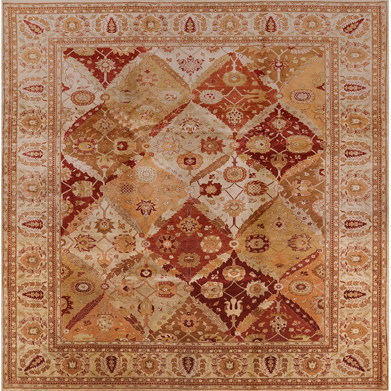 Tapis oriental beige / brun clair Rothmar, Carré 3 pi