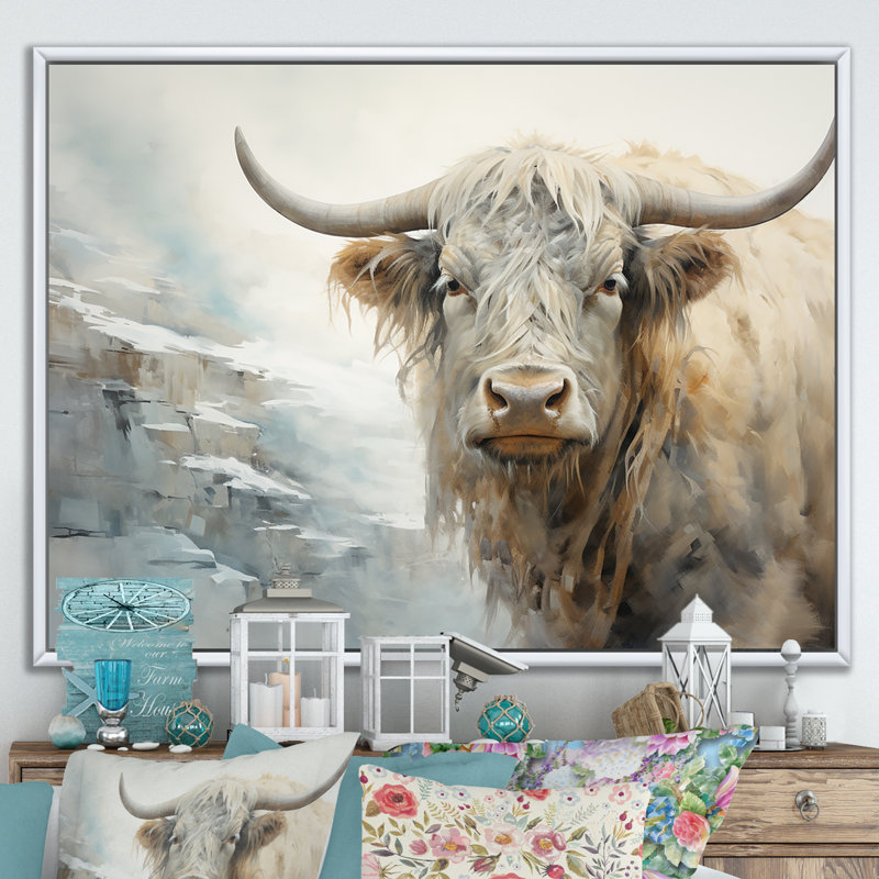 Minimalisme, peinture sur toile de yak beige II, H 34 po x l 44 po x P 1,5 po, Cadre flottant blanc