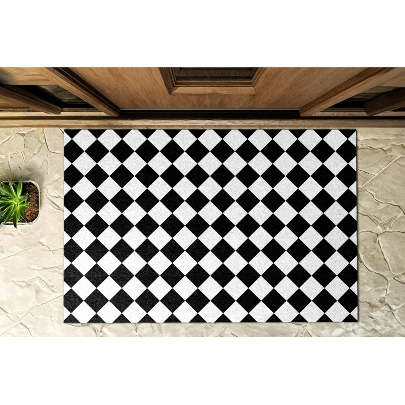 Non-Slip Chequered Outdoor Doormat