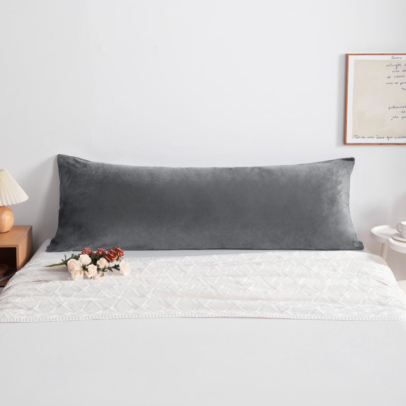 Velvet Zipper Body Pillowcase, Smoke Grey