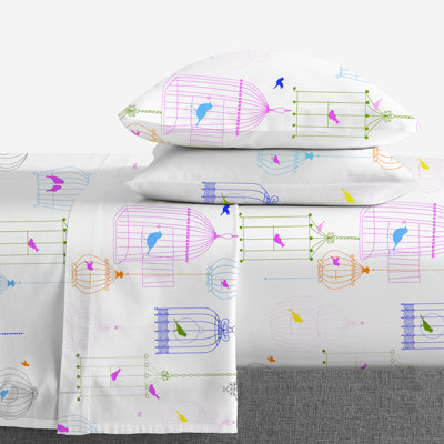 Ensemble de draps 100% coton 200 fils Bird Cage