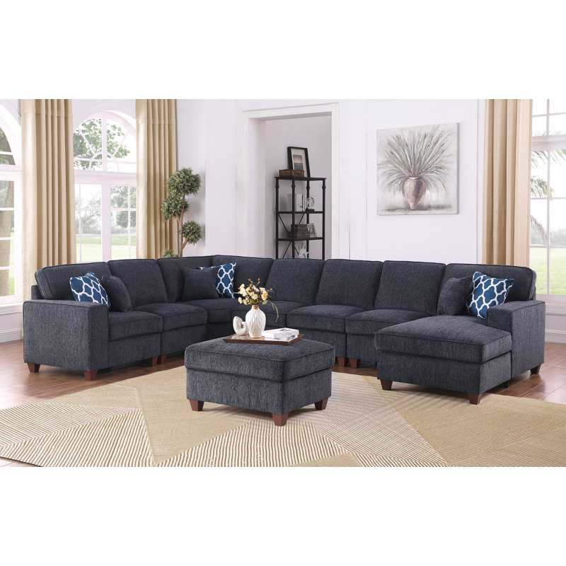 Canapé modulaire 8 pièces 8 pièces, Chenille gris foncé