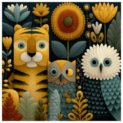 Tiger Owl Illustration Blankets