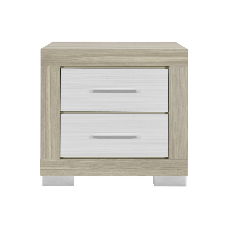 Table de chevet Elsa, Naturel / Blanc