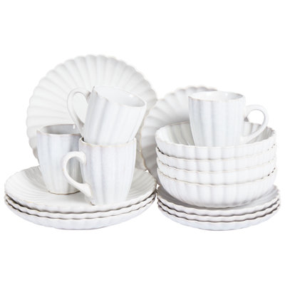 NETTLE 16 Piece Handmade Stoneware Dinnerware Set - Service for 4