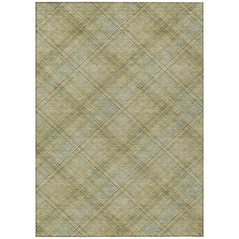 Machine Washable Indoor/Outdoor Chantille ACN2880 Plaid Rug, 10' x 14', Beige