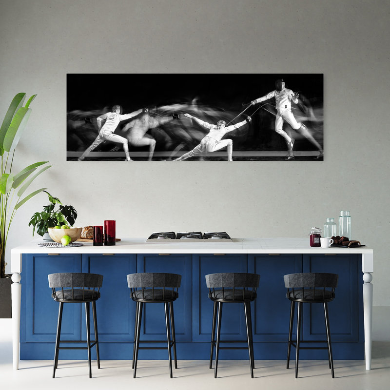 «Dynamic Fencer Combat Dramatic Contemporary», art mural, H 20 po x l 60 po