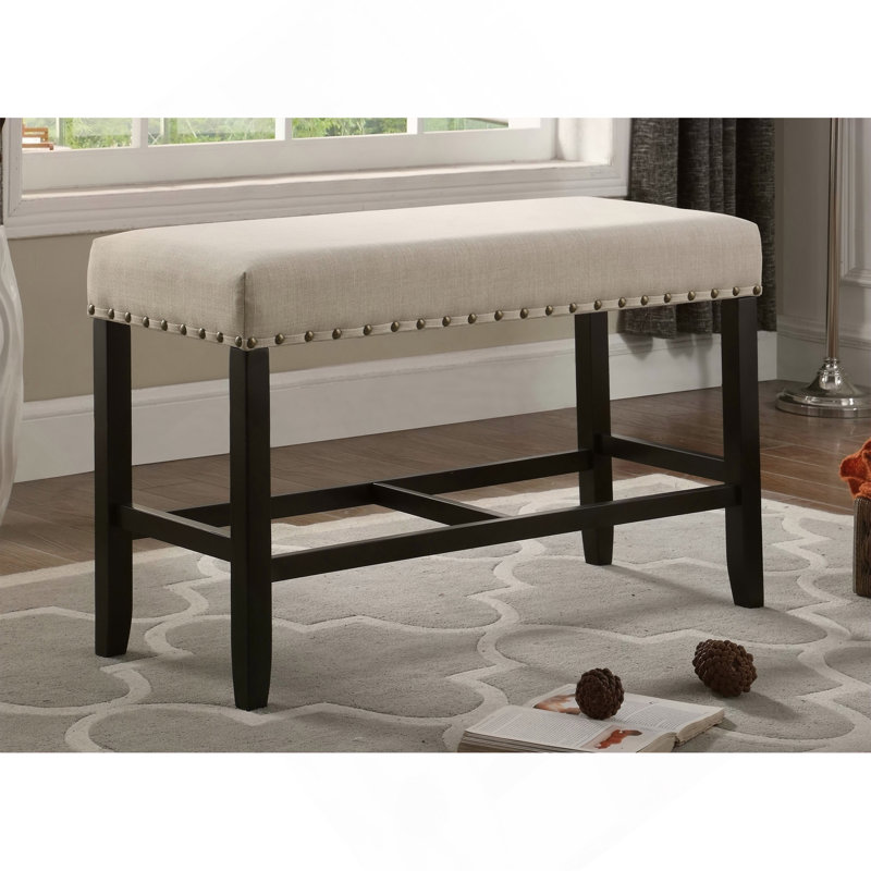 Banc de salle à manger à hauteur de comptoir en tissu Biony, brun clair, Tan