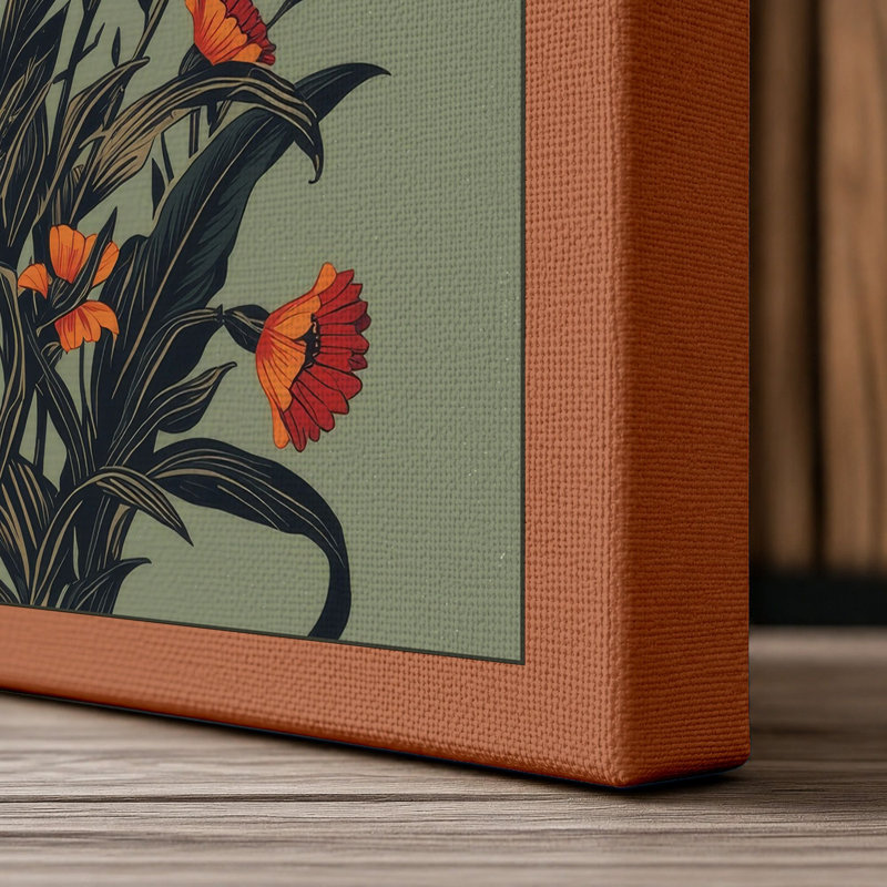 Carnation Study Botanical - Wrapped Canvas, 30x20 - 76.2 x 50.8 cm, Terracotta Border