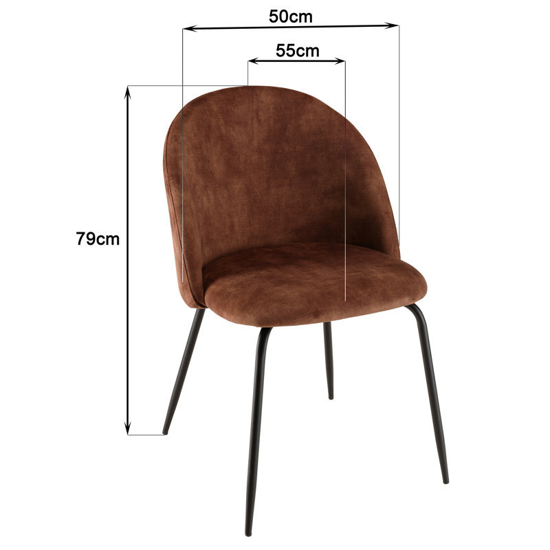Luanna 47cm H Velvet Upholstered Side Chair, Brown