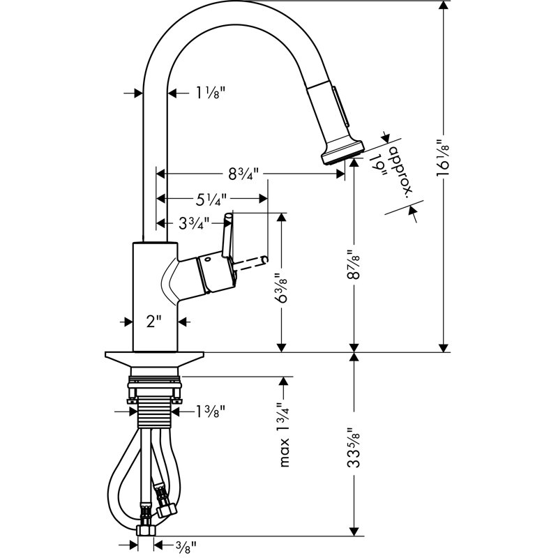 Robinet de cuisine à poignée simple Talis S² avec poignée et conduites d'alimentation