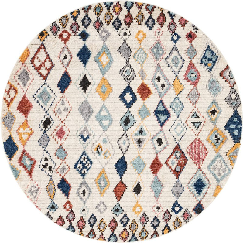 Victorville Abstract Indoor Rug, Round 4'