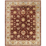 Melody Hand Knotted Wool Floral Area Rug in Brown/Beige/Red