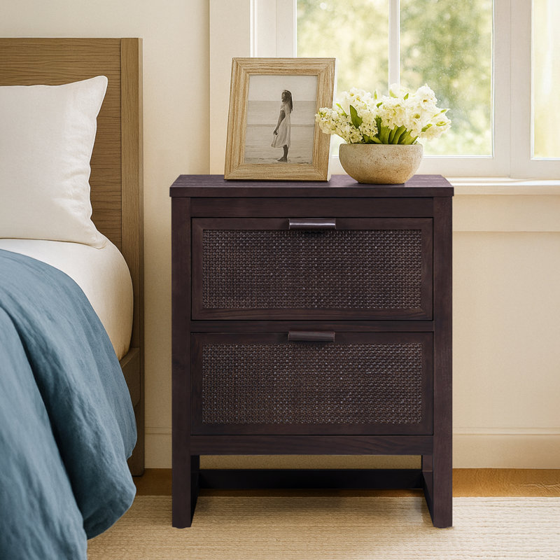 Solid Wood 51 cm W Chest of 2 Drawers, Black
