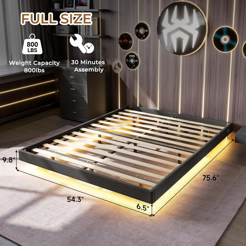 Structure de lit en tissu, aucun sommier requis, Double