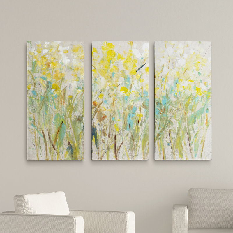 Reproduction d’art sur toile florale grappe I-3 pièces, H 32 po x l 48 po x P 1,5 po