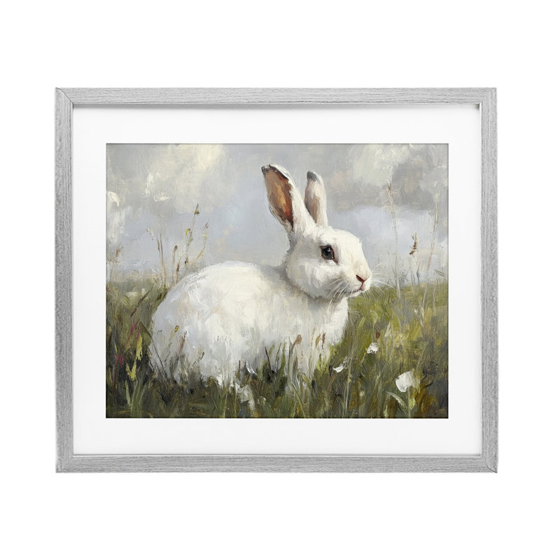«Wild Bunny», reproduction encadrée sous verre, par Petal Prints Design, H 13 po x l 16 po, Cadre de ferme gris