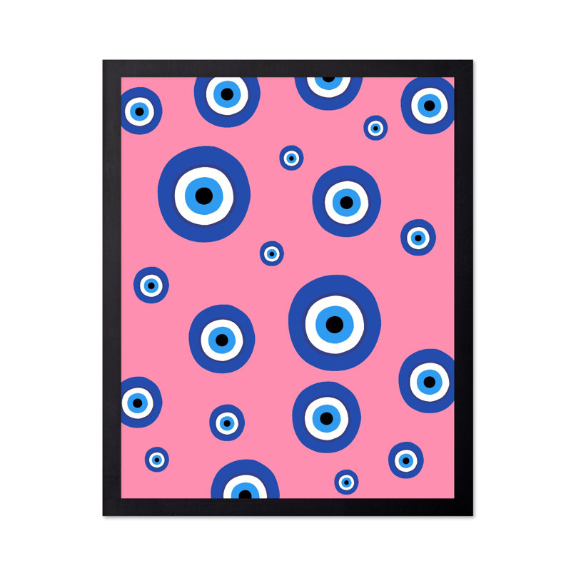 Motif traditionnel de mauvais œil, Cadre noir, Affiche, H 12 po x l 16 po