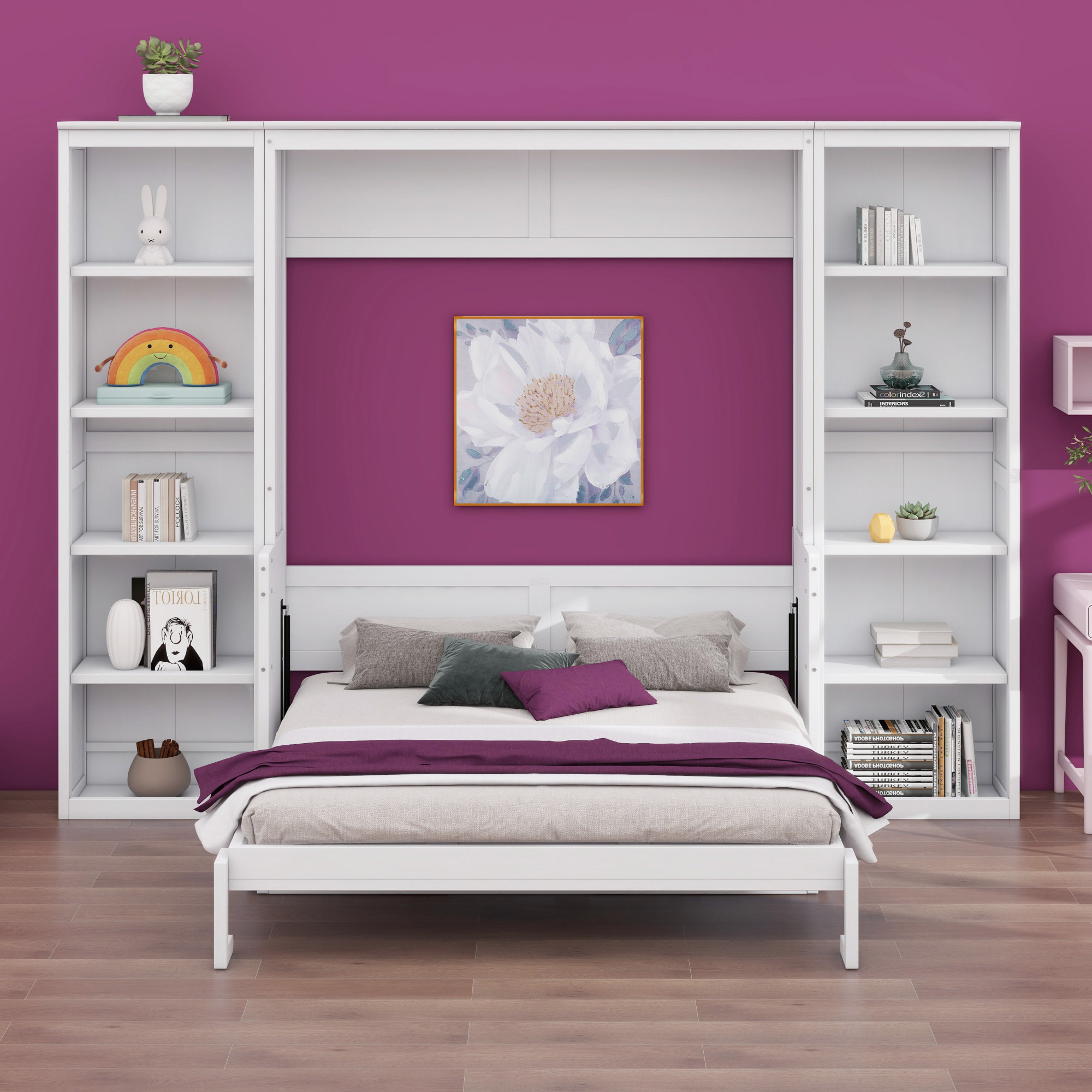 Hokku Designs Murphy Bed With Desk And Bookshelf - Wayfair Canada