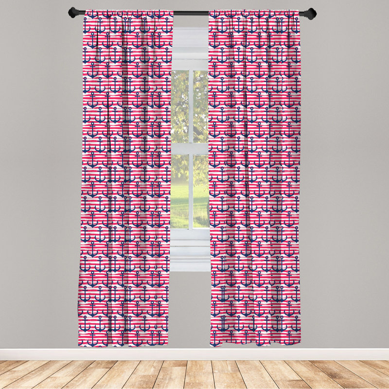 Harbour Stripe Semi-Sheer Rod Pocket Sliding Panel, 28" x 84"