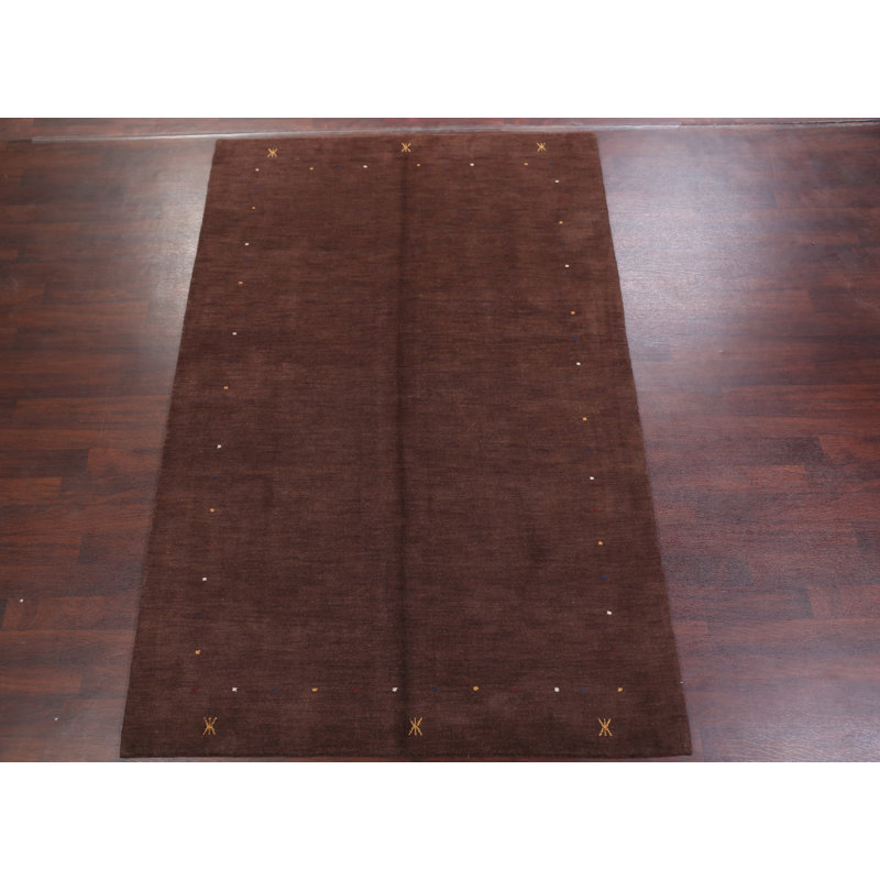 Tapis brun en laine noué à la main Rosemont