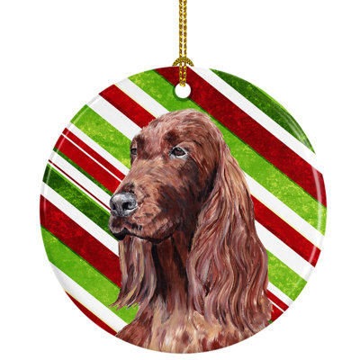 Ornement figurine suspendue en céramique de noël irish setter