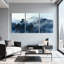 Ensemble de 3 impressions sur toile, paysage de montagne brumeux avec arbres et brouillard-889325470