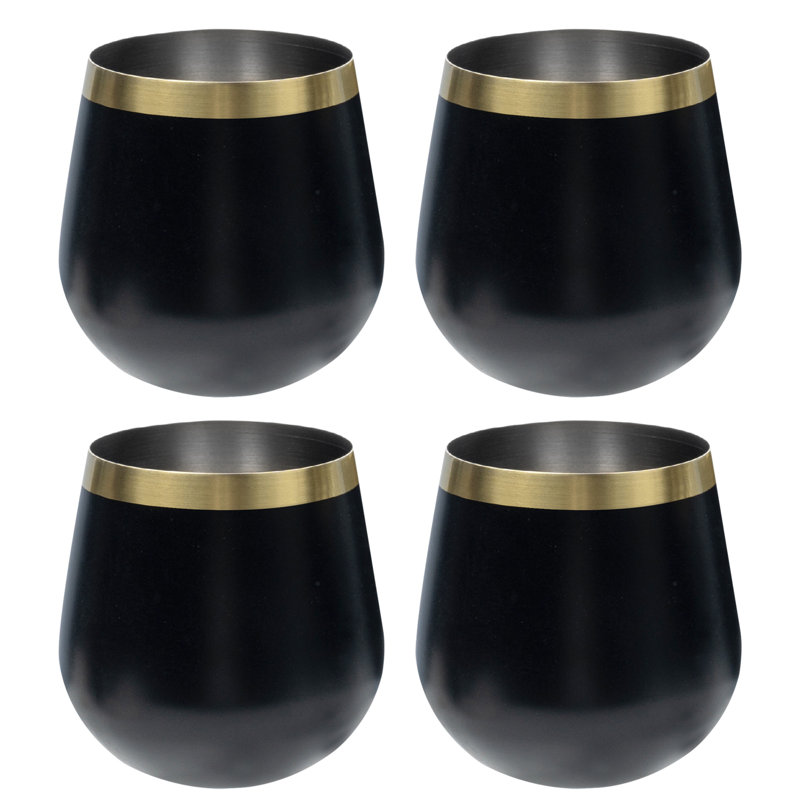 Gold Decor 354.9 ml Stemless Wine Glass