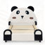 Lit simple mignon en forme de panda avec bords rembourrés de sécurité, structure de lit pour tout-petits en bois massif pour enfants, tissu en velours