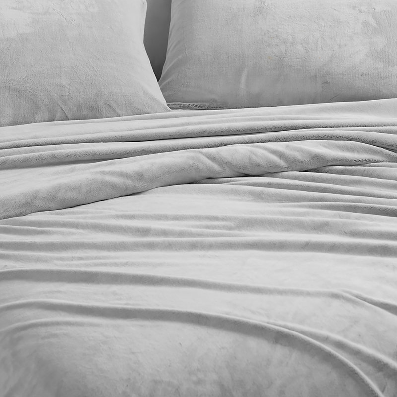 Coma Inducer Frosted Fleece Sheet Set, Twin XL Sheet Set + Fitted Sheet + 1 Pillowcase, Gray