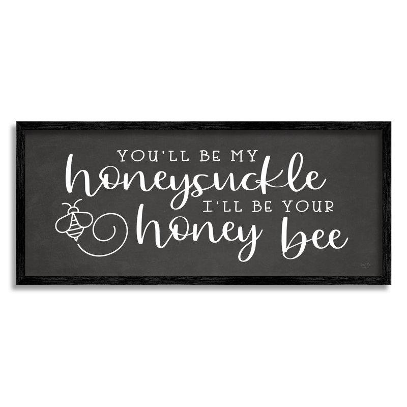 Signe romantique de la calligraphie d'insectes abeilles, Noir, H 10 po x l 24 po x P 1,5 po