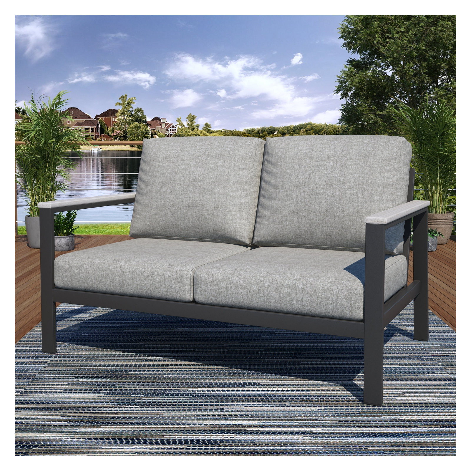 Townsend - Person Patio Conversation Set with Cushions, Canvas Granite Sunbrella® Canvas