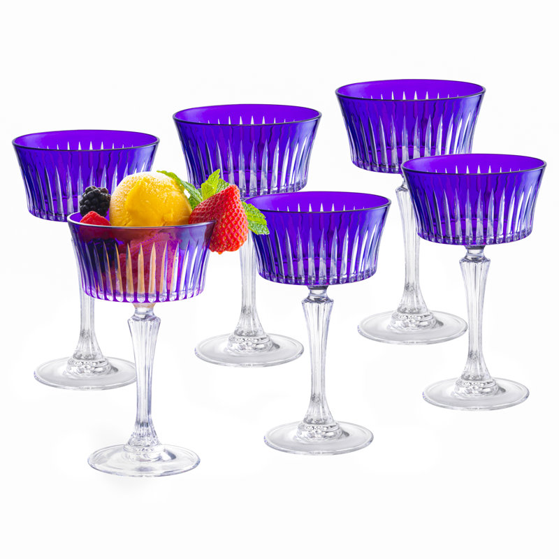 Verres à champagne colorés, verres à pied Martini, ensemble de 6 - 8,7 oz, Mauve