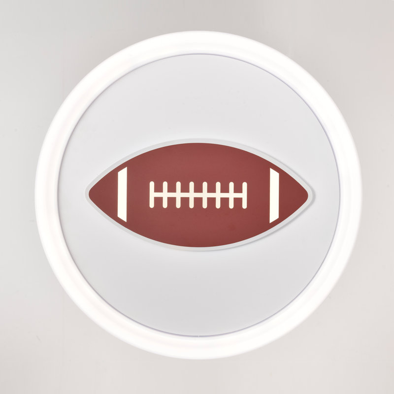  Modern Football Pattern Integrated Led Flush Mount With White Acrylic Shade
