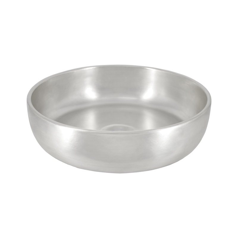 Bliss 16" Round Fireclay Vessel Bathroom Sink, Silver