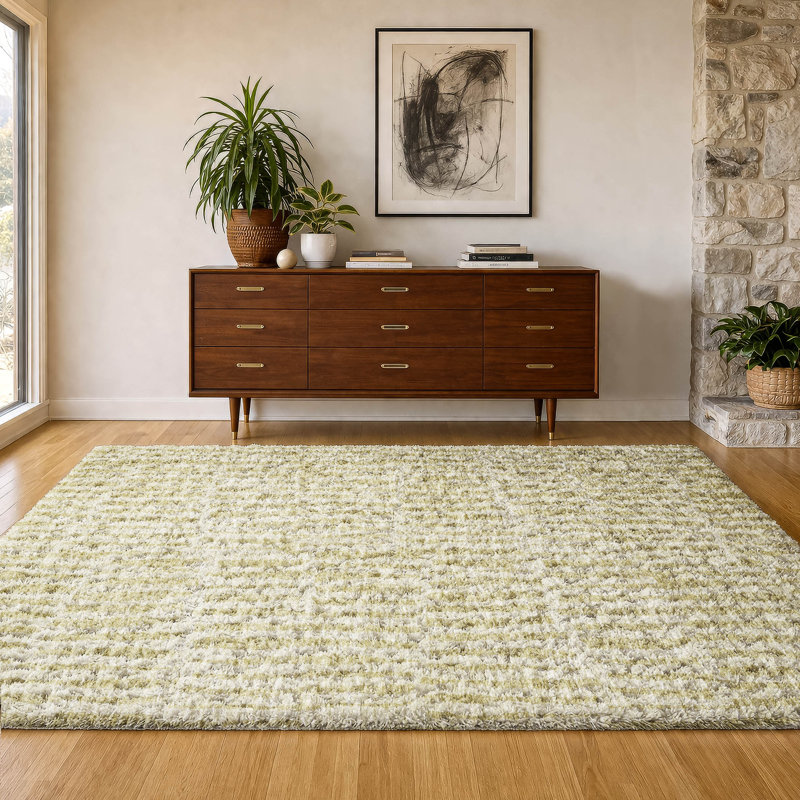 Tapis à poils longs de qualité supérieure lavable à la machine Dream ADS674, Beige, 8 pi x 10 pi