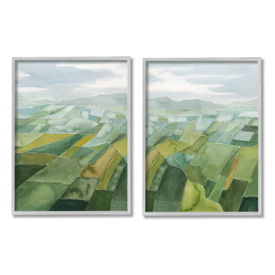 " Abstract Farmland Landscape " by Grace Popp 2 - Pieces Painting Print