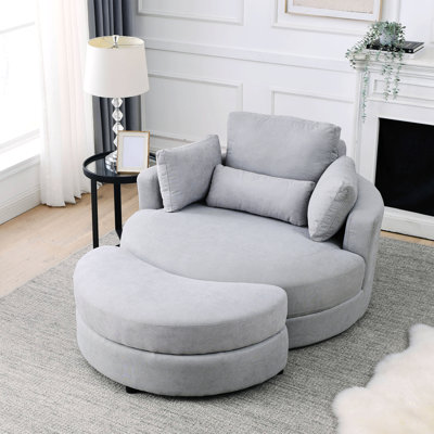 Swivel Accent Barrel Chair Sofa,Modern Sofa Lounge Club Chair with Storage Ottoman and Pillows -  Hokku Designs, 942862528BE5421F9326019FC99059A6