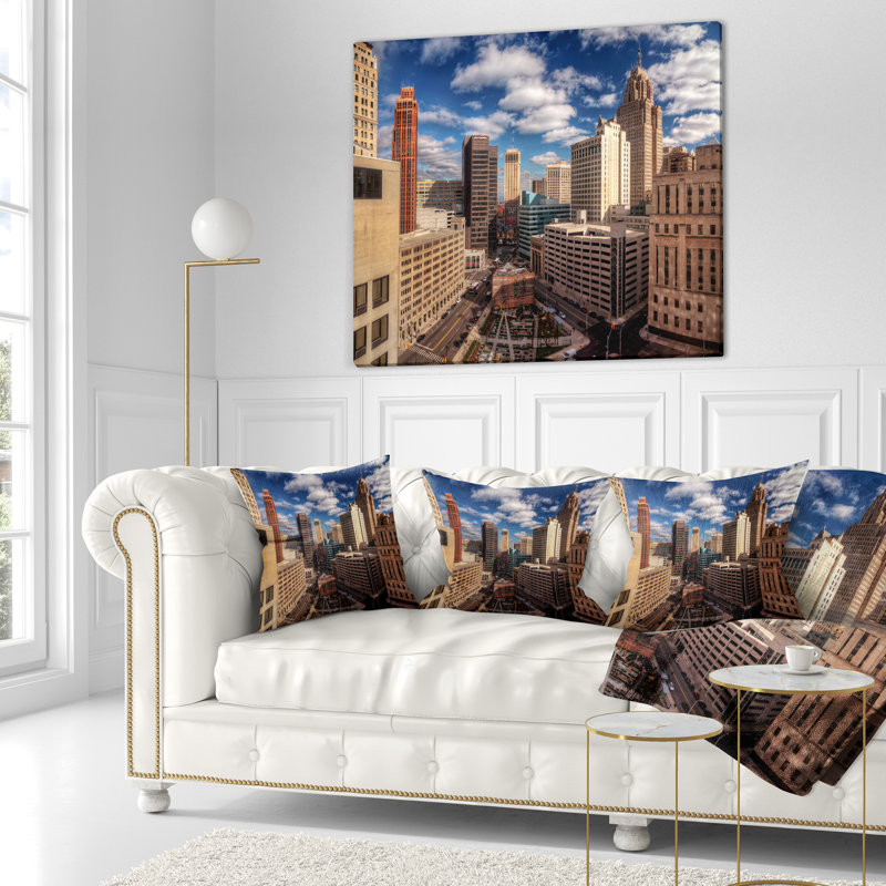Coussin urbain imprimé avec paysage urbain incroyable, 16 po x 1 po, Coussin décoratif