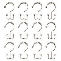 2lbDepot Double Shower Curtain Hooks Rings (Gold Decorative Finish) Premium  Rust Resistant Stainless Steel Metal Hook, Brass Roller Balls Glide on