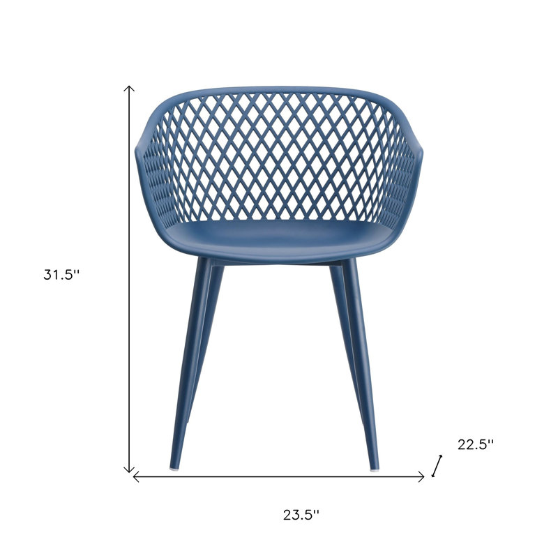 Ensemble de deux chaises de salle à manger empilables d'extérieur en plastique robuste bleu