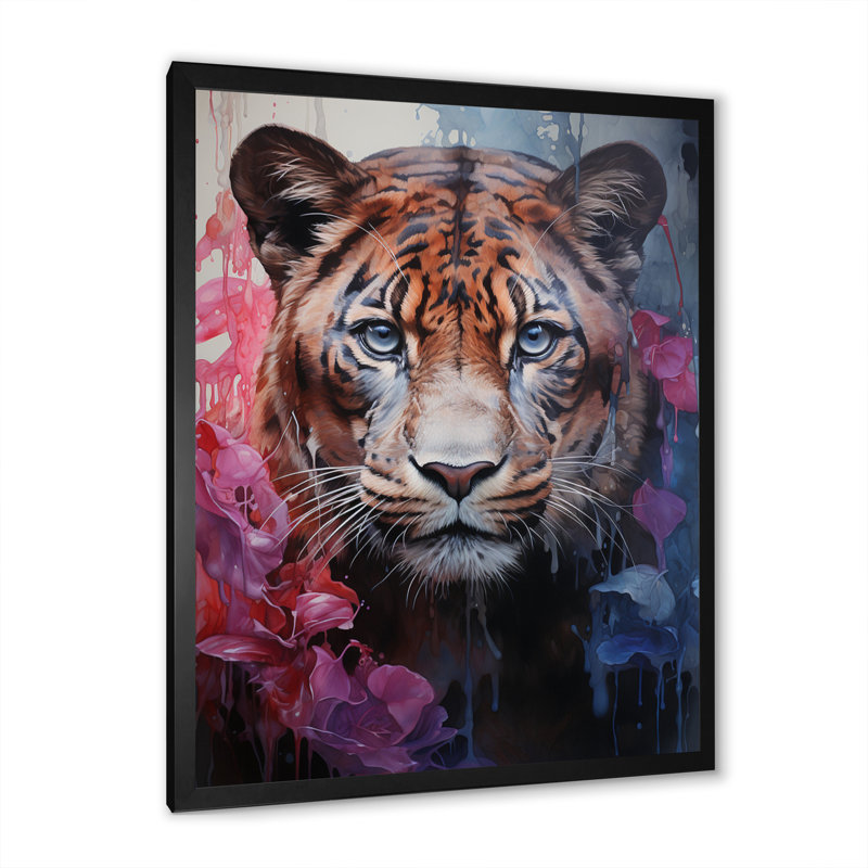 «White Pink Panther», reproduction sur toile, Cadre photo noir, H 20 po x l 12 po x P 1 po
