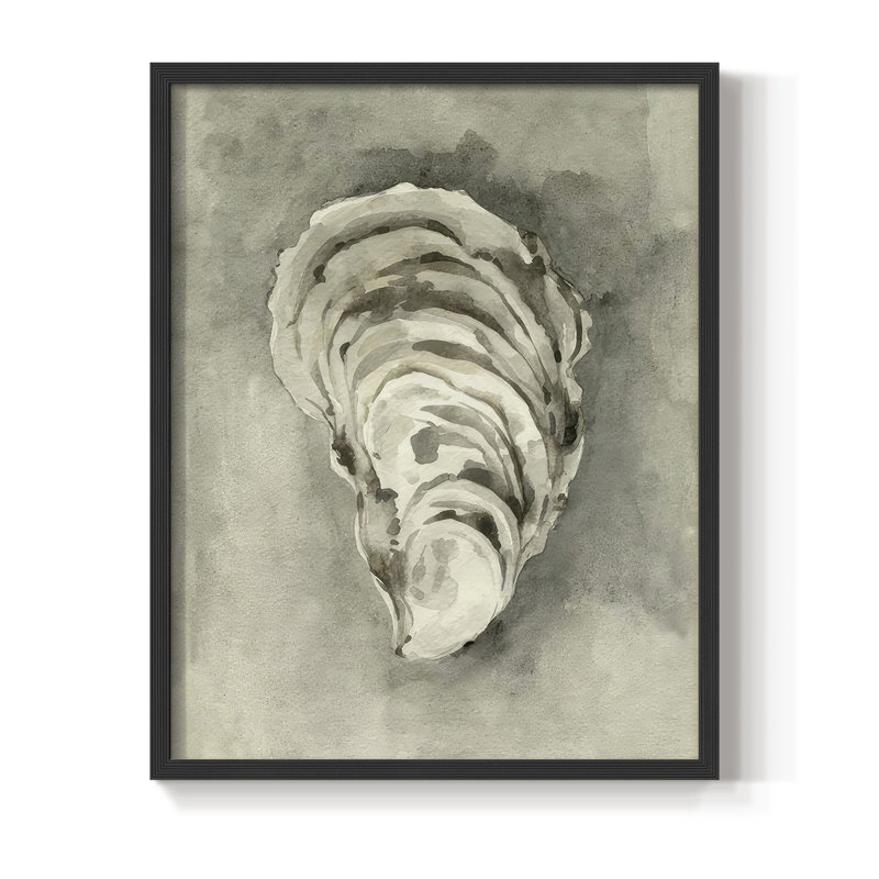 «Neutral Oyster Shell II», reproduction encadrée - bois massif, H 30 po x l 24 po, Noir, noir, noir, noir