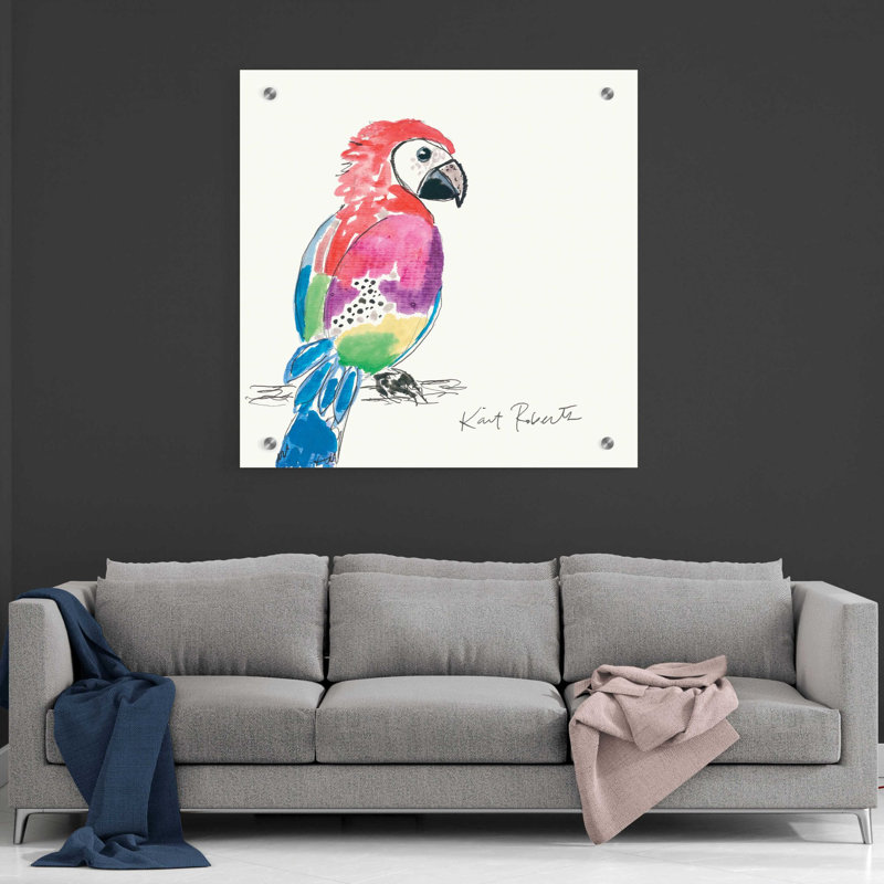 «Preston the Parrot» par Kait Roberts, art mural en verre acrylique, H 36 po x l 36 po x P 0,2 po