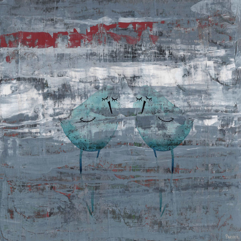 Two Blue Birds by Parvez Taj - Wrapped Canvas Painting, 45cm H x 45cm W x 3.81cm D